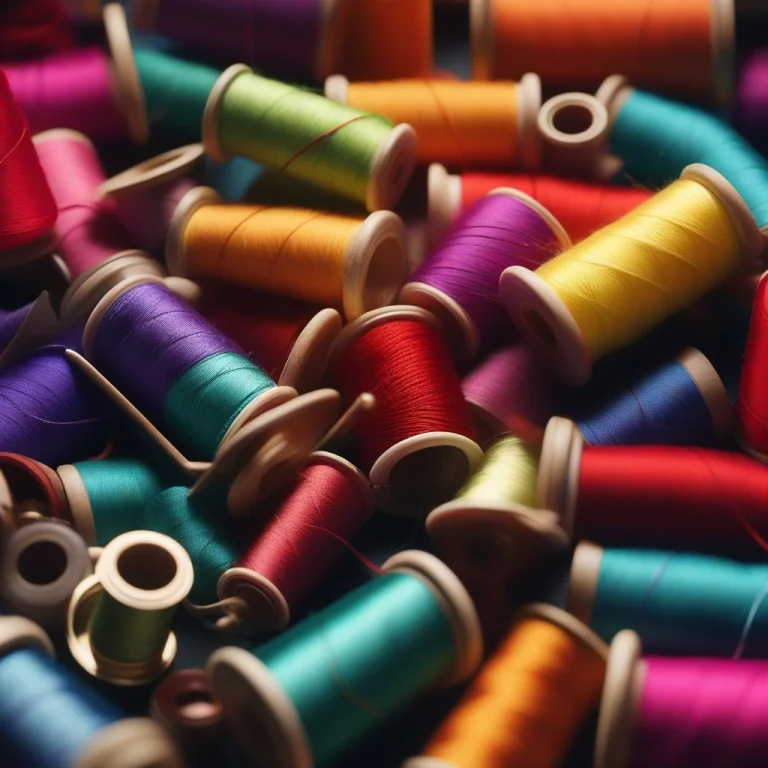 A Sewing Kit Spilling Spools Of Bright Thread, Stylized 3d R...