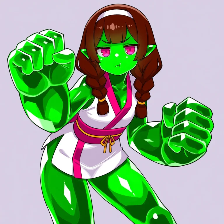 Safe, Golem Girl, Oversized Limbs, Large Hands, 1girl, Green...