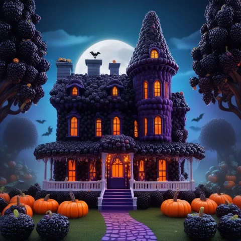 Blackberryworld Haunted Mansion, Stylized 3d, Entire Victori... — SDXL AI Prompt: blackberryworld haunted mansion, stylized 3d, entire victorian house constructed...