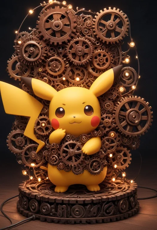 A Cute Toy Pikachu, Gears, Lights,