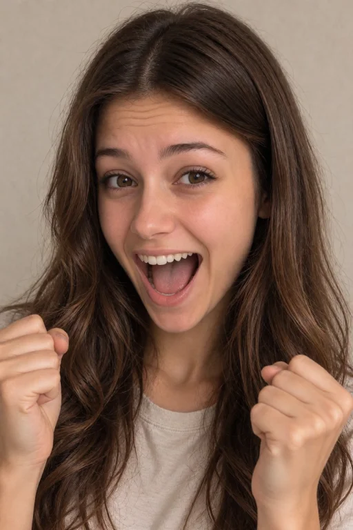 Close-up Of Janinax, A Young Woman With Loose Chestnut-brown...