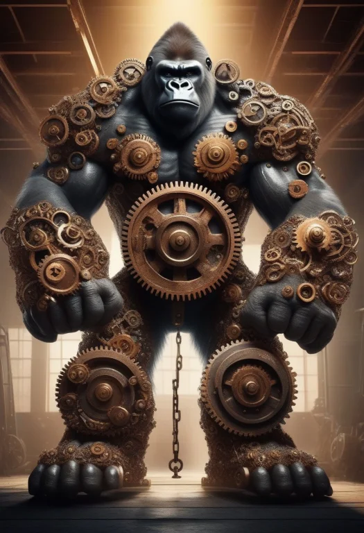 Gearstyle, A Muscular Gorilla Assembled From Toothed Steel C...