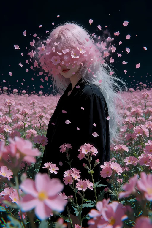 A Surreal And Ethereal Portrait Of A Person With Long, Flowi...