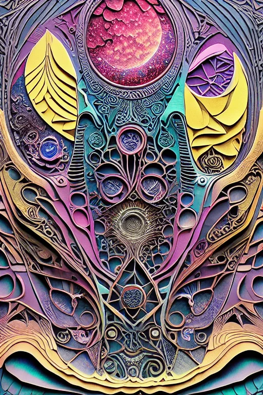 Fantastical Alien Patterns, Starry Sky With Two Bright Large...