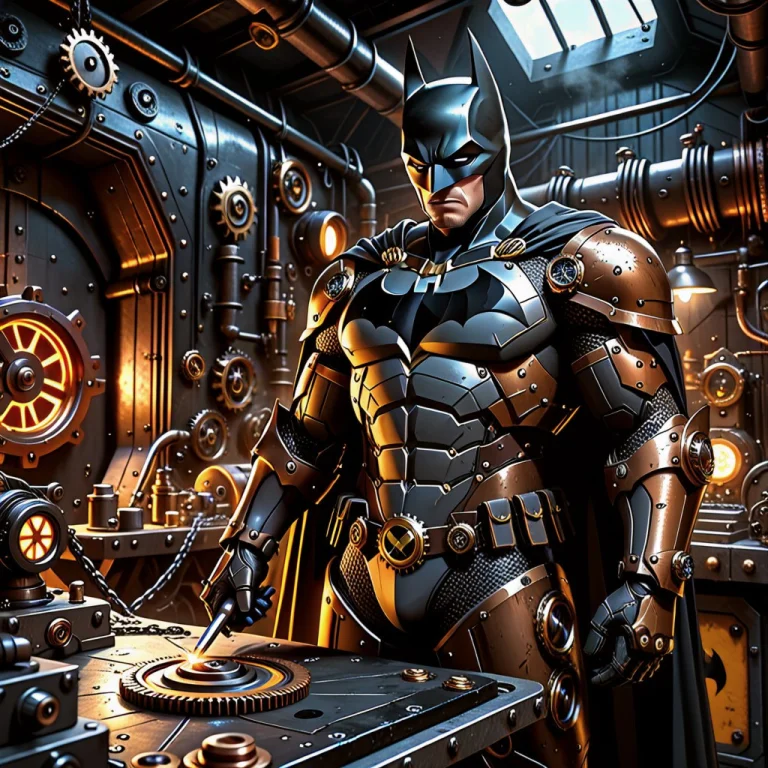 Batman In A Heavily Stylized Clockwork Armored Suit, Standin...