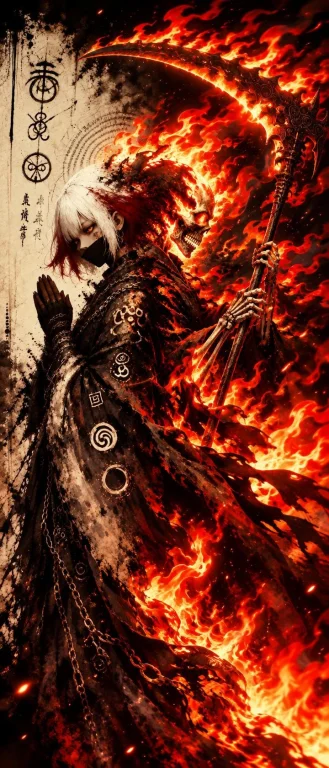 Amazing Art Of An Praying Woman Turning Into Death On Flames