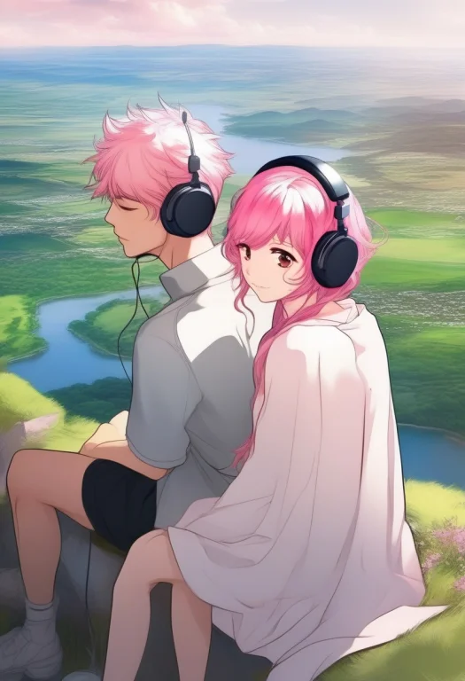 Best Quality, Highly Detailed, 1girl, 1boy, Pink Hair, Close...