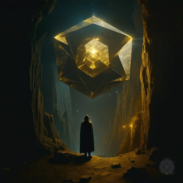 Monumental 4-dimensional Tesseract Hypercube Portal Floating...