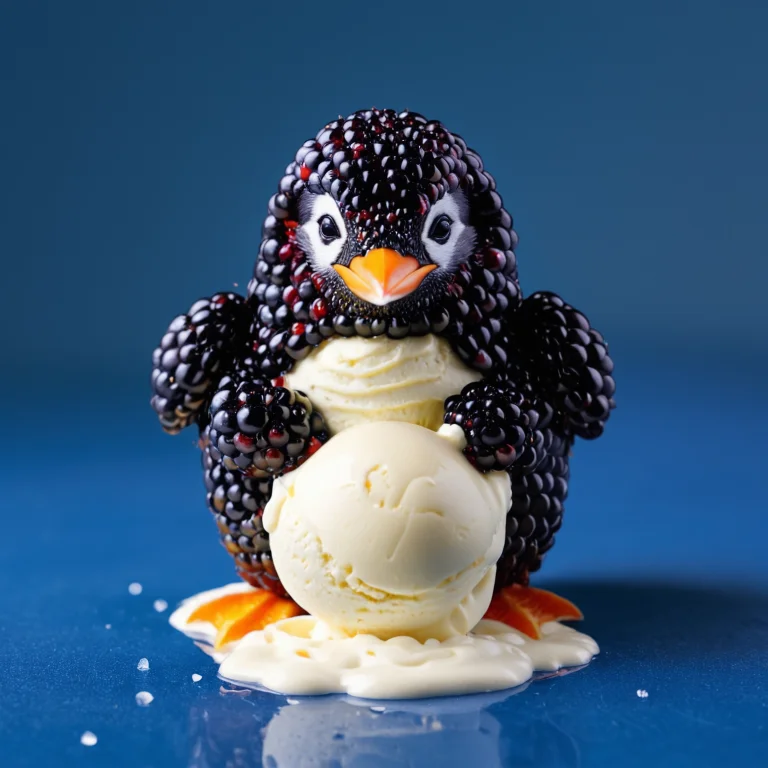 Blackberryworld, A Worried Penguin Made From Blackberries St...