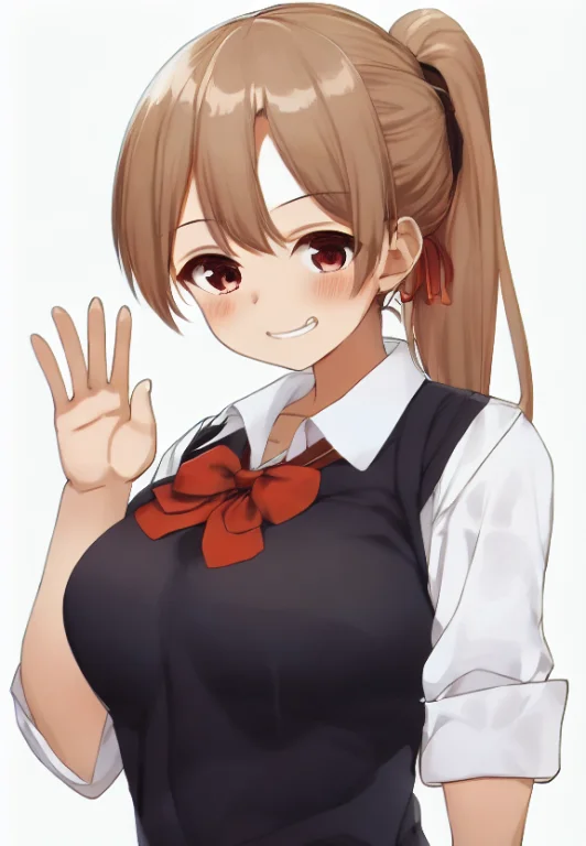 Ponytail, By Kaisen Chuui, 1girl, Solo, White Collared Shirt...
