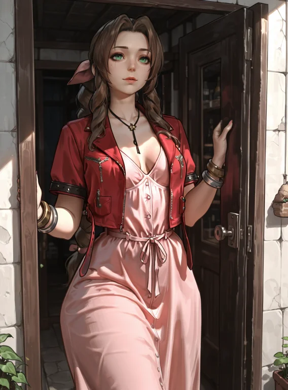 Masterpiece, Best Quality,safe,tmfdstyle, 1girl,solo,aerith...
