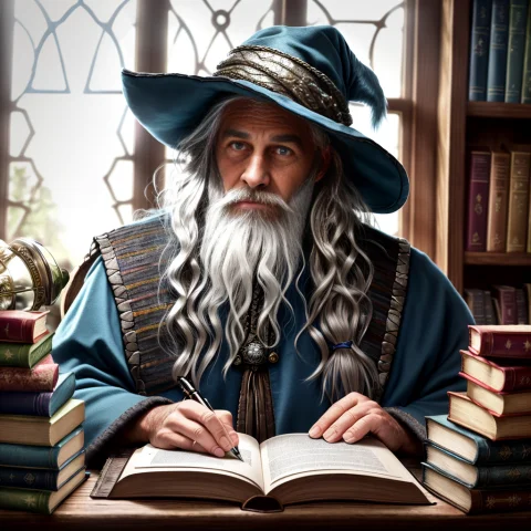 Award Winning Waist Up Photo Of A Rugged Fantasy Wizard, 8k,... — Stable Diffusion AI Prompt: award winning waist up photo of a rugged fantasy wizard, 8K, wizard hat, wearing...