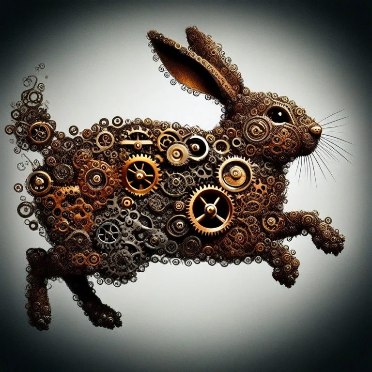 Gears, Steampunk, Rabbit, Running, Running Rabbit, Profile