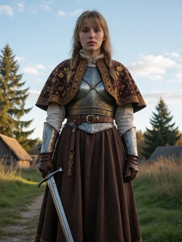 Medieval Photography, Armor, Capelet, Armored Dress, Belt, A... — Stable Diffusion AI Prompt: Medieval photography, armor, capelet, armored dress, belt, armored gloves, long...