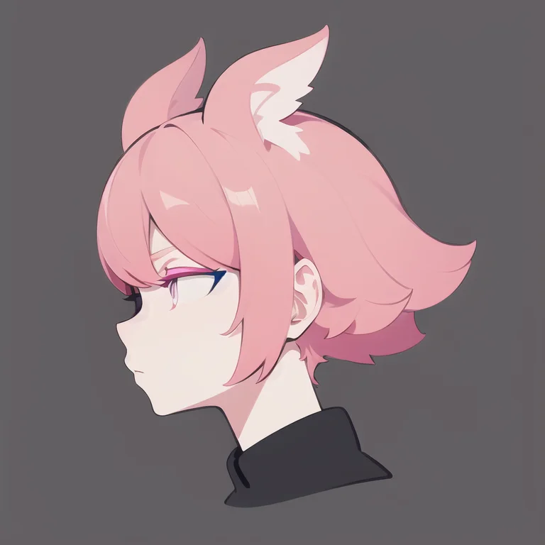Profile, Deformed Background, Flat Color, Solo, Close-up Fac...