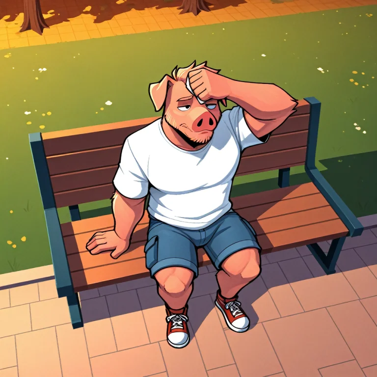 R4c3s0l4r, Mature Male, Anthro, Swine, Pig, White Shirt, Blu...