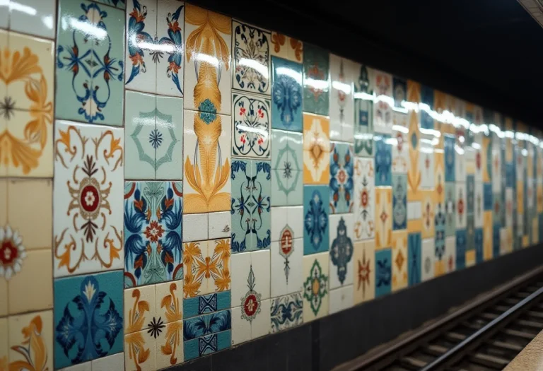 A Very Large Ceramic Tile On The Wall Of A Subway Station Wi...
