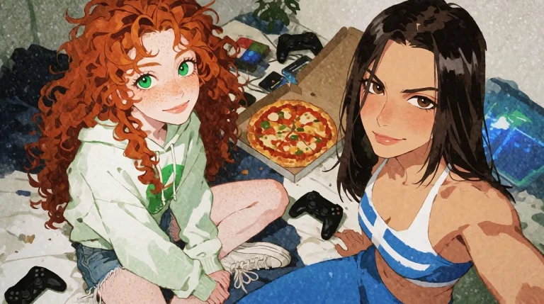 Grainy Photo Of Anime Characters, Velnari, Subject 1 Left Be...