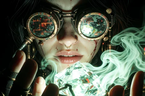 Shot On A Nokia 7610 A Close-up Portrait Of An Enigmatic Ste... — Stable Diffusion AI Prompt: Shot on a Nokia 7610 A close-up portrait of an enigmatic steampunk alchemist wea...