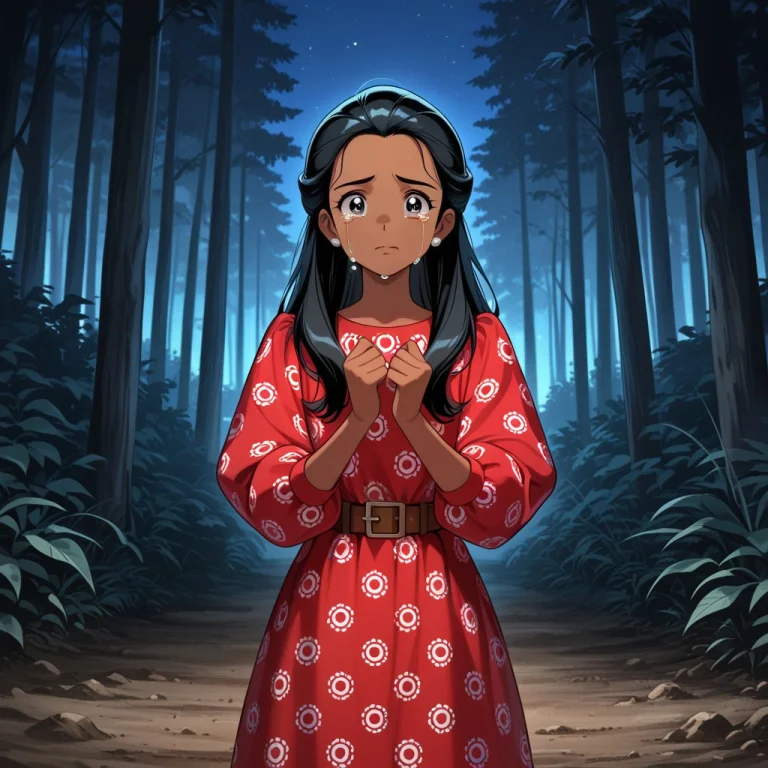 Dark Skin, Black Hair, 1950s Dress, Young Woman, Crying, Sca...