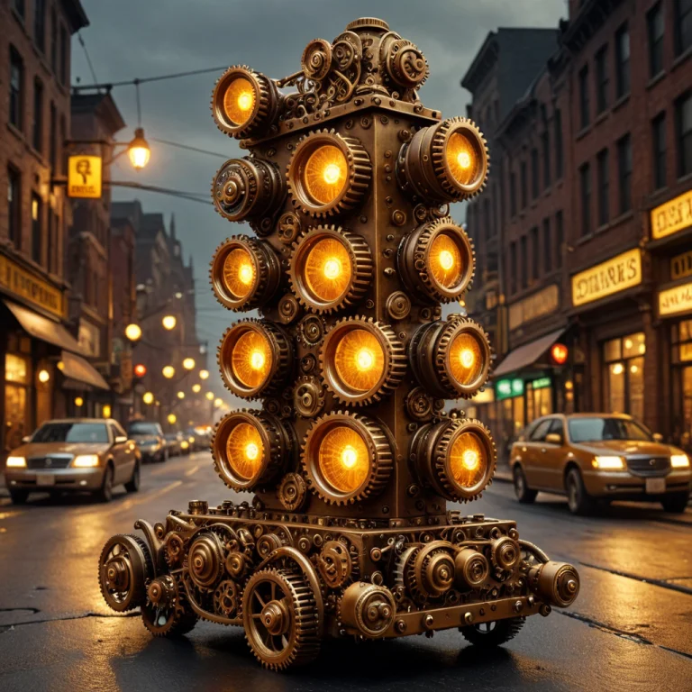Steampunk Mechanical Render, Gearstyle Traffic Light Jam, Ma...