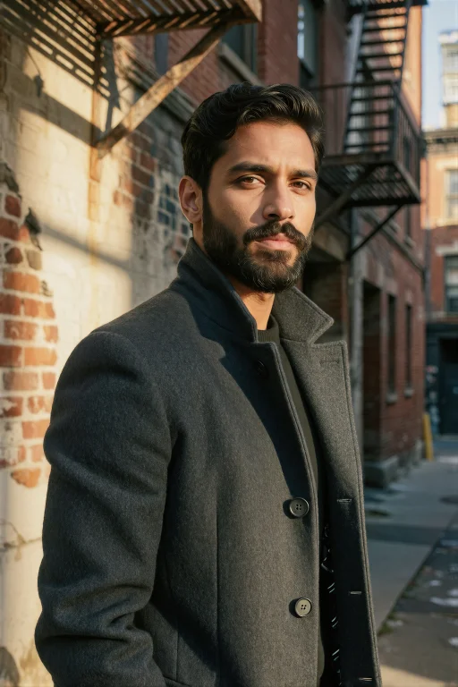 A Portrait Of A Man With Deep Brown South Asian Skin And Nea...