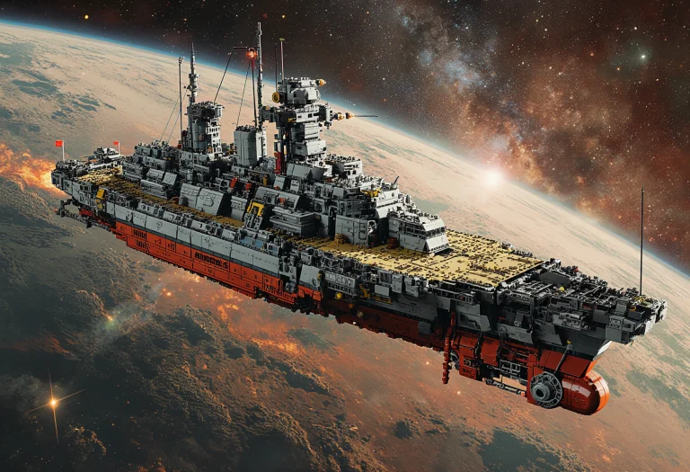 Space Background, Full View Lego Technic Battleship