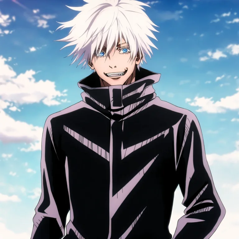 1 Boy, Tall, Blue Eyes, White Hair, Black Hoodie, Smirking,...
