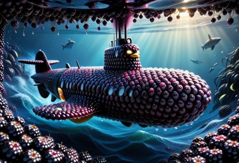 A Photorealistic, Highly Detailed Image Of A Stylized Submar... — SDXL AI Prompt: A photorealistic, highly detailed image of a stylized submarine constructed enti...