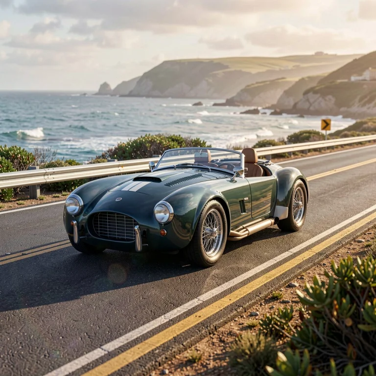 A Vintage Roadster Parked On A Coastal Highway, Blender Rend...