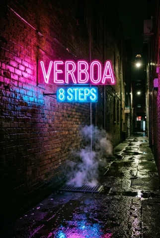 A Pink Neon Sign That Reads Verboa And Below It A Smaller Bl... — Stable Diffusion AI Prompt: a pink neon sign that reads "VERBOA" and below it a smaller blue neon sign that...