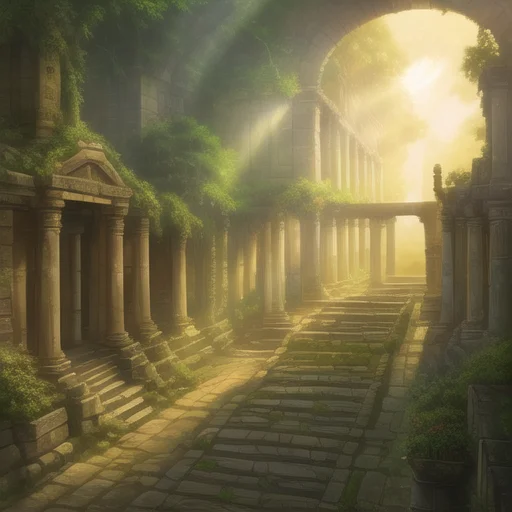 Ancient City, Vegetation, Hope, Gentle Light Shines Through,...