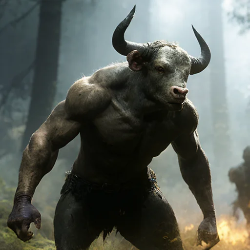 Fkingscifiv2, A Wide Shot Of A Werecreature, Minotaur, Bull,...