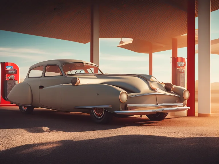 Gas Station With Oldtimer Car, Retrofutur5-400, Carhelper, G...