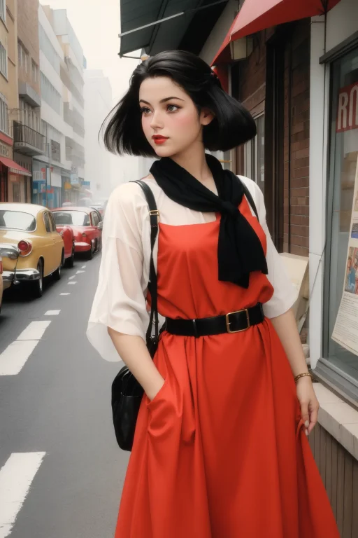 1girl, Lorahejiaying0.8, Fantasy 3d Rendering, Street, Femal...