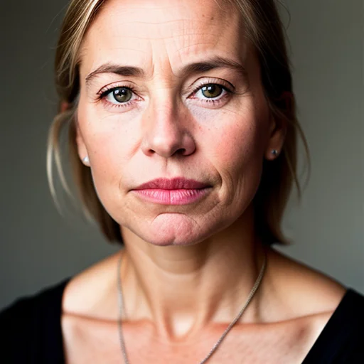A Close Up Photo Portrait Of A Woman With A Serious Look On...