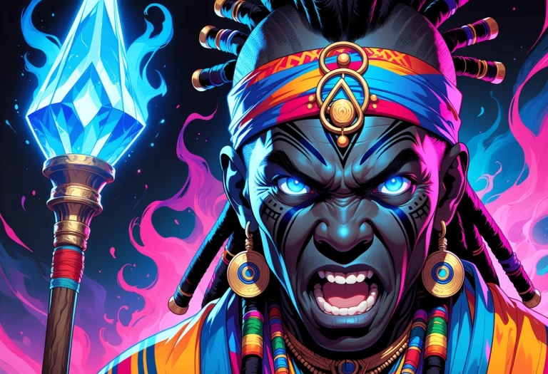 Portrait, Close Up Portrait, Angry, African Shaman Angry Ope...