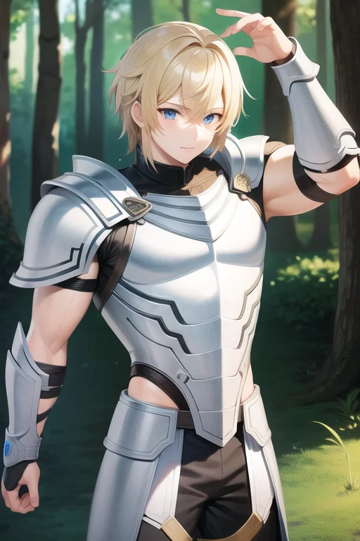Male, Armor, Muscular, Fantasy, Blonde Hair, Blue Eyes, Fore...