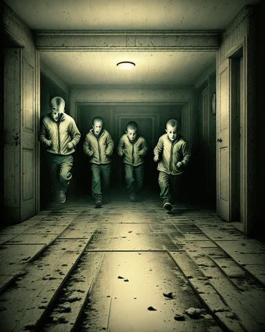 Panicked, They Raced Back Down To The Basement, Hoping To Fi... — Stable Diffusion AI Prompt: Panicked, they raced back down to the basement, hoping to find some answers in t...