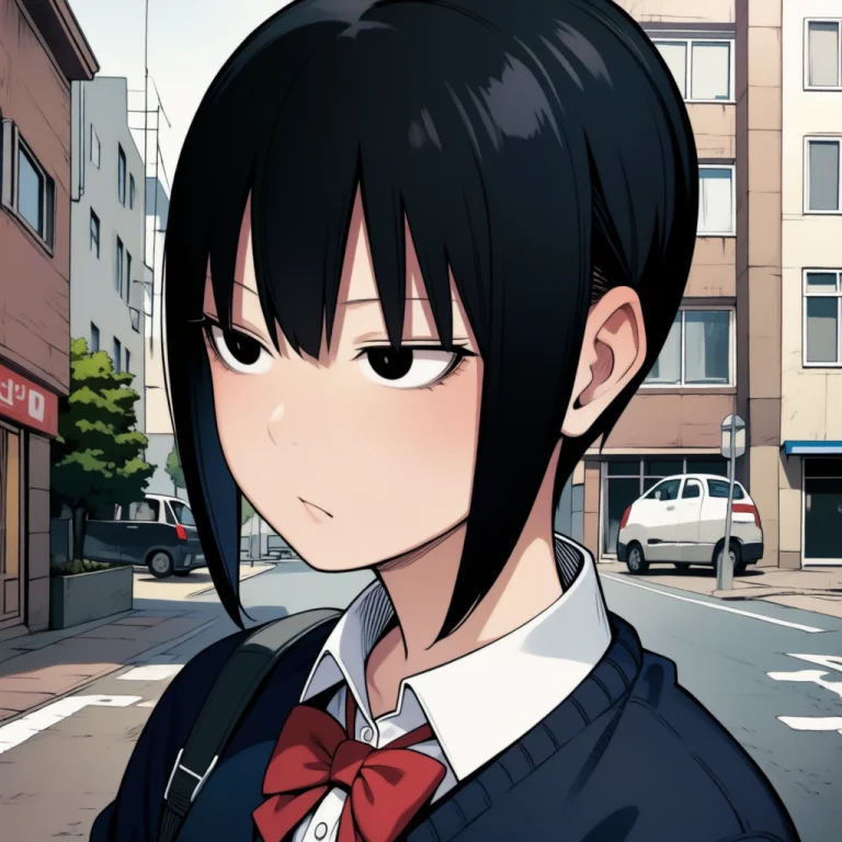 Ytsasakiyui, 1girl, Solo, Black Hair, Black Eyes, A Young Wo...