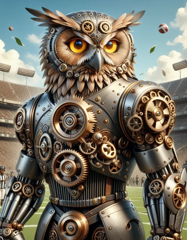 A Superb Owl At An American Football Game Made Outof Steampu...
