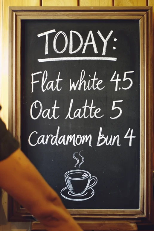 A Cafe Chalkboard Menu Written By Hand In White Chalk Today...