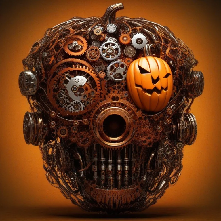 Gears, Steampunk, Pumpkin, Jack-o-lantern, Cyborg, Pumpkin H...