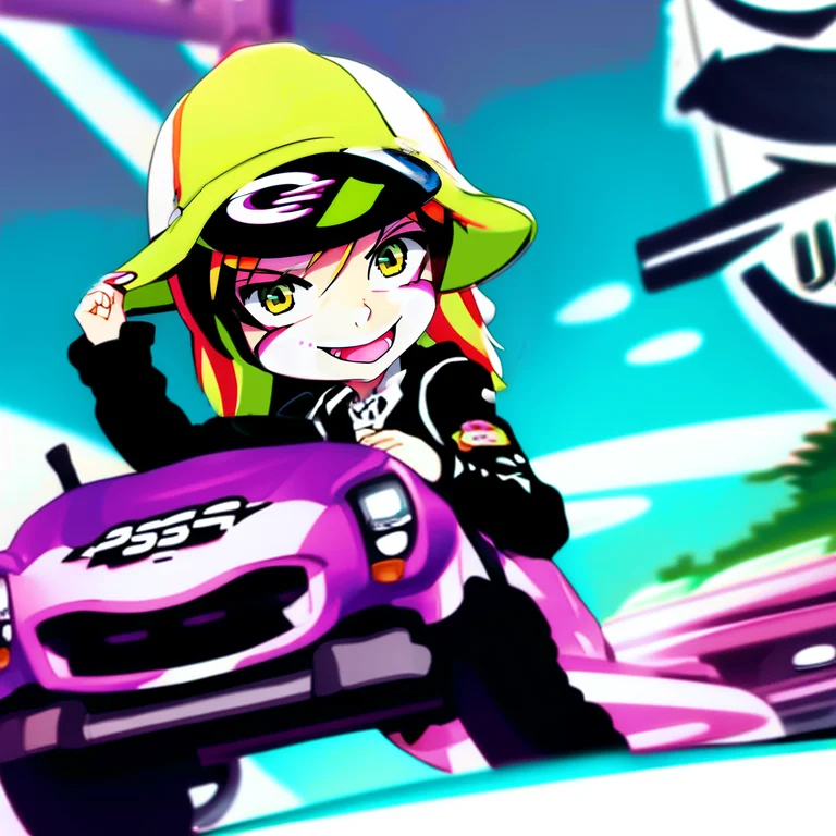 Inksplat768 A Boy Wearing A Green Racing Helmet Driving A Ra...