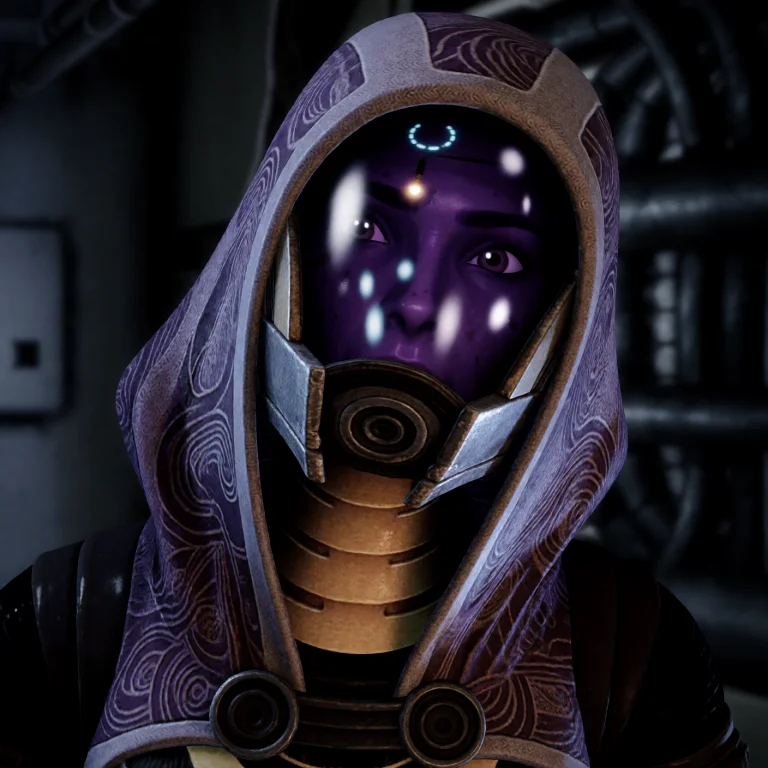 Talizorah, An Adult Quarian Woman Wearing Her Sealed Purple...