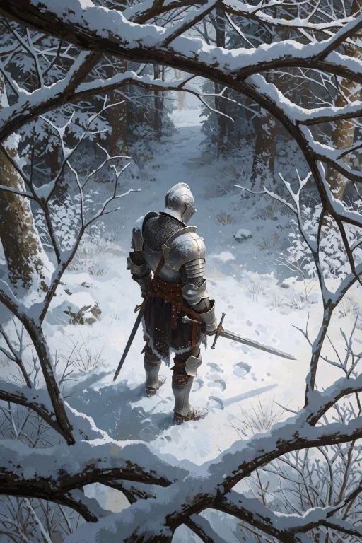 View Through A Tangle Of Snow-laden Branches At A Knight Sta...