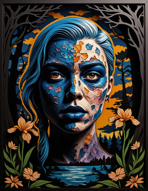 3d Papercut Shadow Box Of Iris , War Face Paint1.2, Detailed...