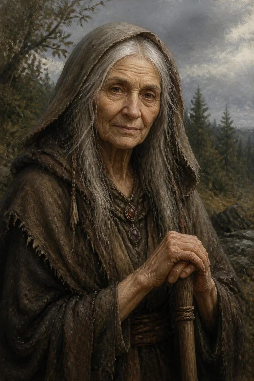 A Realistic Portrait Of An Elderly Human Woman In A Classic...