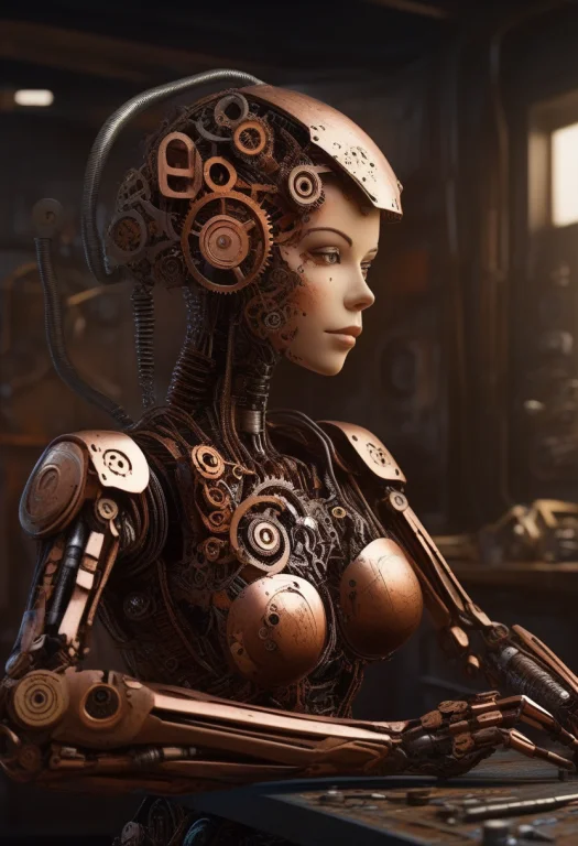 A Cinematic Close Up Shot, Highly Detailed Cyberpunk Worksho...