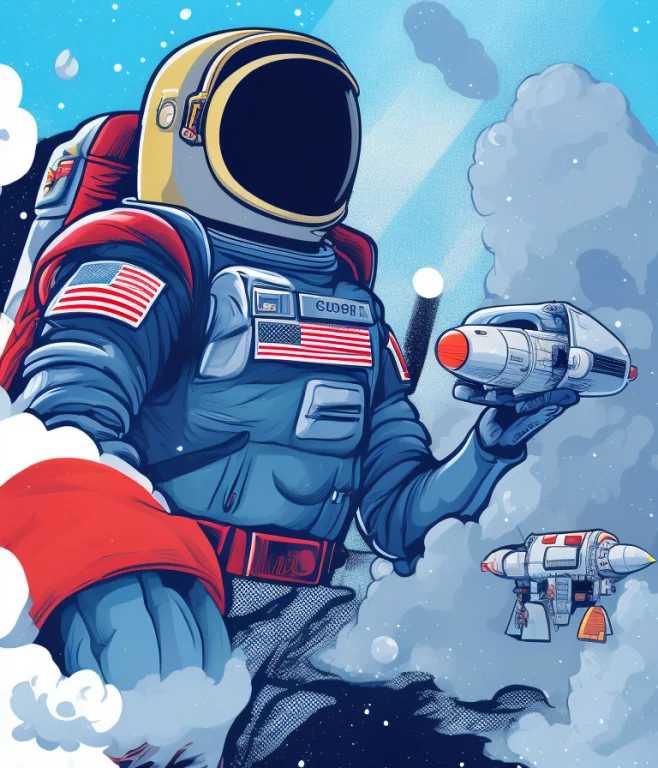 Ape, Militaristic Astronaut, In Space, Vector-art